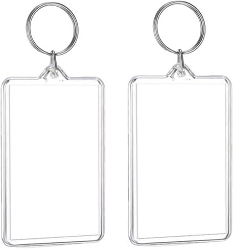 2pcs Clear Plastic Picture Frame Keychain Rectangle Shapes Blank Photo Keychains Photo Display Plastic Blank Keychain Clip Photo Holders Photo Albums, Frames and Accessories in Saudi Arabia