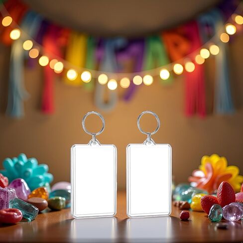 2pcs Clear Plastic Picture Frame Keychain Rectangle Shapes Blank Photo Keychains Photo Display Plastic Blank Keychain Clip Photo Holders Photo Albums, Frames and Accessories in Saudi Arabia
