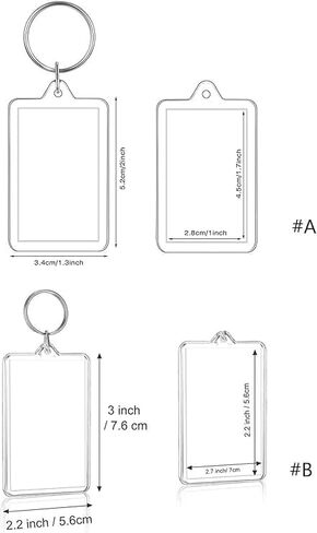2pcs Clear Plastic Picture Frame Keychain Rectangle Shapes Blank Photo Keychains Photo Display Plastic Blank Keychain Clip Photo Holders Photo Albums, Frames and Accessories in Saudi Arabia