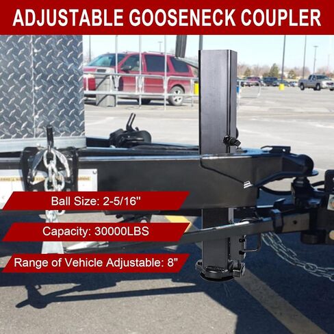 Heavy Duty Adjustable Square Gooseneck Trailer Coupler, 2-5/16" Ball, 30,000 LBS Capacity, 8" Height Range with Load Pin in Saudi Arabia