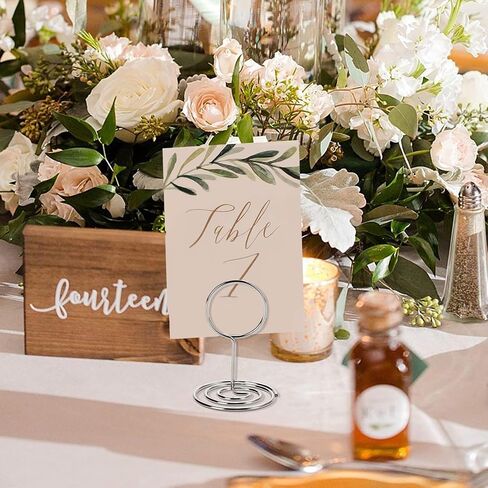 50PCS MINI Place Card Card ، 2 بوصة رقم طاولة لطيف ، حاملي الصورة ، اسم الجدول ، حاملات الأسلاك أصحاب صور للأسلحة المركزية حفل عيد ميلاد حفل زفاف ، فضية in Saudi Arabia