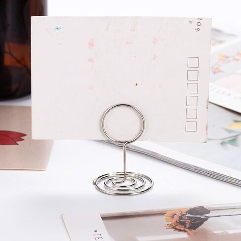 50PCS MINI Place Card Card ، 2 بوصة رقم طاولة لطيف ، حاملي الصورة ، اسم الجدول ، حاملات الأسلاك أصحاب صور للأسلحة المركزية حفل عيد ميلاد حفل زفاف ، فضية in Saudi Arabia