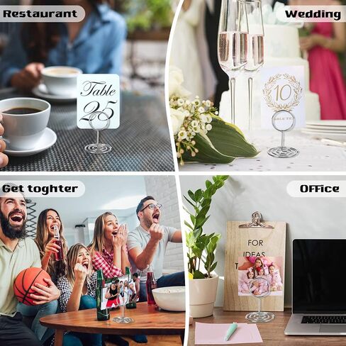 50PCS MINI Place Card Card ، 2 بوصة رقم طاولة لطيف ، حاملي الصورة ، اسم الجدول ، حاملات الأسلاك أصحاب صور للأسلحة المركزية حفل عيد ميلاد حفل زفاف ، فضية in Saudi Arabia