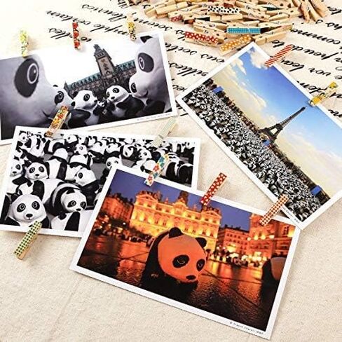 مقاطع خشبية صغيرة ، Magnolian 100pcs ملونة طبيعية مصغرة خشبية ورق peg pin حزمة حزمة الحرف مع 66 قدم جوت خيوط in Kuwait