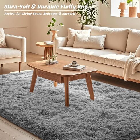 Black Rugs for Bedroom 4x5.9 ft - Ultra Soft Faux Fur Area Rug - Plush Non-Slip Shaggy Carpet for Living Room, Cozy Fluffy Rug for Kids Boys Girls Dorm Nursery Room, High Pile Floor Carpet in Saudi Arabia