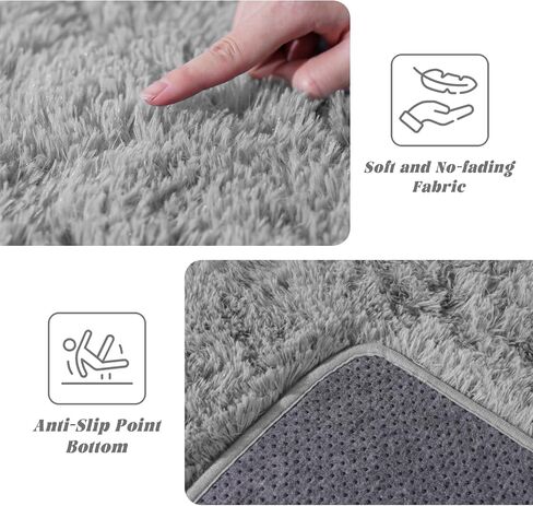 Black Rugs for Bedroom 4x5.9 ft - Ultra Soft Faux Fur Area Rug - Plush Non-Slip Shaggy Carpet for Living Room, Cozy Fluffy Rug for Kids Boys Girls Dorm Nursery Room, High Pile Floor Carpet in Saudi Arabia