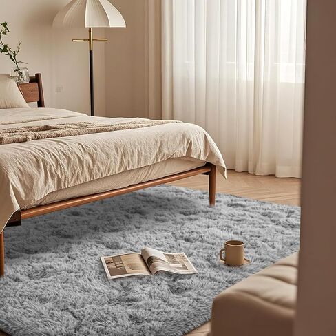 Black Rugs for Bedroom 4x5.9 ft - Ultra Soft Faux Fur Area Rug - Plush Non-Slip Shaggy Carpet for Living Room, Cozy Fluffy Rug for Kids Boys Girls Dorm Nursery Room, High Pile Floor Carpet in Saudi Arabia