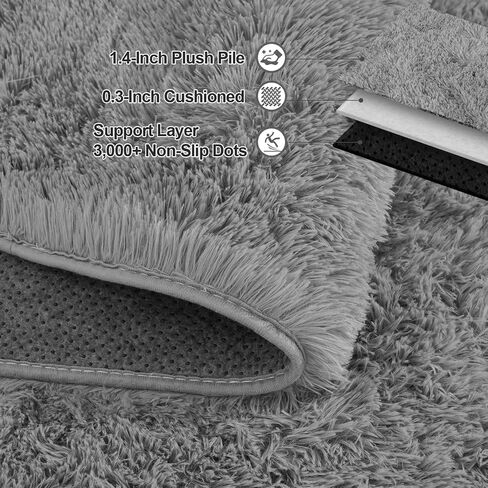 Black Rugs for Bedroom 4x5.9 ft - Ultra Soft Faux Fur Area Rug - Plush Non-Slip Shaggy Carpet for Living Room, Cozy Fluffy Rug for Kids Boys Girls Dorm Nursery Room, High Pile Floor Carpet in Saudi Arabia