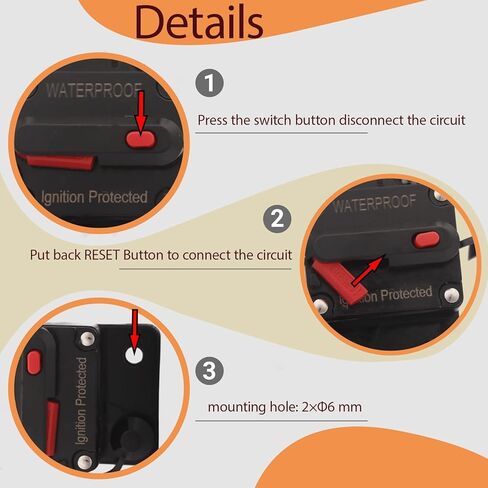 80 أمبير قاطع دائرة مع 6 AWG 1/4 "محطة حلقة لقوارب التصيد القوارب Marine Marine ATV مركبات مركبة ستيريو الصوت البطارية الإلكترونية in Kuwait