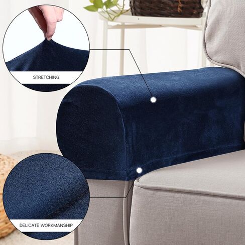 Soft Stretch Plush Armrest Covers, Stretch Armrest Covers for Chairs Sofas, Couch Arm, Furniture Protector Armchair Slip for Recliner, Set of 2,45x16x20cm in Saudi Arabia
