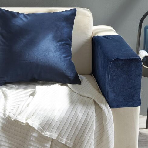 Soft Stretch Plush Armrest Covers, Stretch Armrest Covers for Chairs Sofas, Couch Arm, Furniture Protector Armchair Slip for Recliner, Set of 2,45x16x20cm in Saudi Arabia