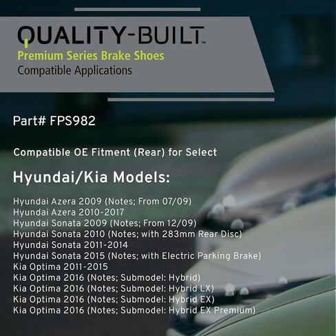 أحذية الفرامل للوقوف الخلفي OE بديل 2009-2017 Hyundai/KIA (Azera ، Optima ، Sonata) - FPS982 in Saudi Arabia