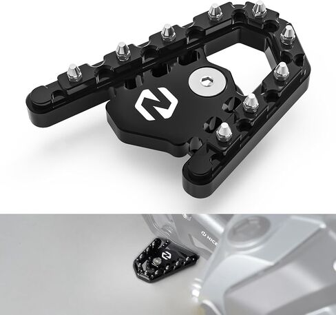 NICECNC Brake Foot Pedal Footboard Brake Footstool Compatible with BMW R1200GS 2013-2018, R1250GS 2019-2023, 6061-T6 Aluminum Pedal Tip, Stainless Steel Teeth, CNC-machined, Widen, Silver in Saudi Arabia
