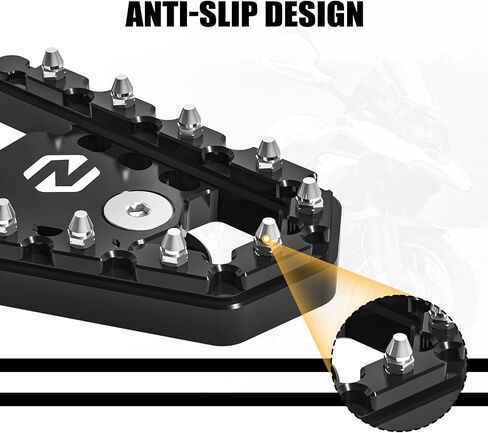 NICECNC Brake Foot Pedal Footboard Brake Footstool Compatible with BMW R1200GS 2013-2018, R1250GS 2019-2023, 6061-T6 Aluminum Pedal Tip, Stainless Steel Teeth, CNC-machined, Widen, Silver in Saudi Arabia