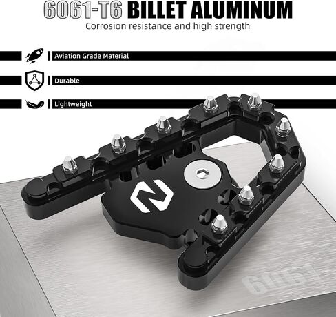 NICECNC Brake Foot Pedal Footboard Brake Footstool Compatible with BMW R1200GS 2013-2018, R1250GS 2019-2023, 6061-T6 Aluminum Pedal Tip, Stainless Steel Teeth, CNC-machined, Widen, Silver in Saudi Arabia