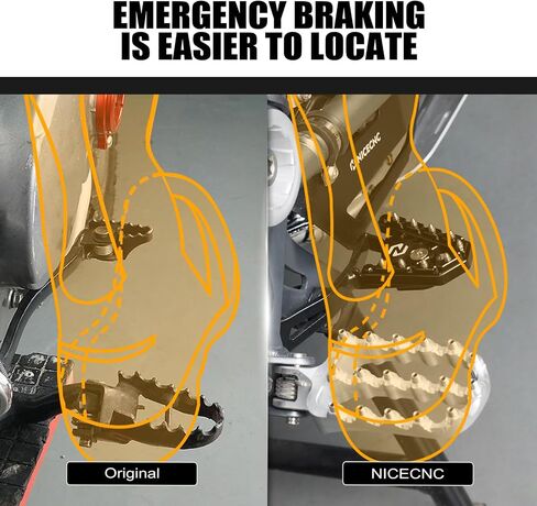 NICECNC Brake Foot Pedal Footboard Brake Footstool Compatible with BMW R1200GS 2013-2018, R1250GS 2019-2023, 6061-T6 Aluminum Pedal Tip, Stainless Steel Teeth, CNC-machined, Widen, Silver in Saudi Arabia