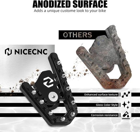 NICECNC Brake Foot Pedal Footboard Brake Footstool Compatible with BMW R1200GS 2013-2018, R1250GS 2019-2023, 6061-T6 Aluminum Pedal Tip, Stainless Steel Teeth, CNC-machined, Widen, Silver in Saudi Arabia