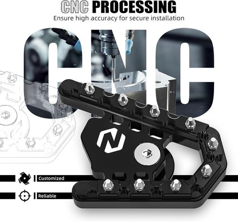 NICECNC Brake Foot Pedal Footboard Brake Footstool Compatible with BMW R1200GS 2013-2018, R1250GS 2019-2023, 6061-T6 Aluminum Pedal Tip, Stainless Steel Teeth, CNC-machined, Widen, Silver in Saudi Arabia