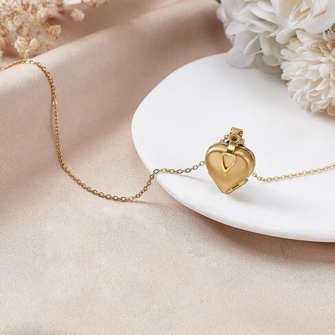 FINGERINSPIRE Love Heart Locket Necklace Personalized Golden Holds 4 Photos Brass Heart Shape Pendant Vintage Four Clover Memorial Photo Locket Pendant Charm Photo DIY Charm Photo Locket Making Kit in Saudi Arabia