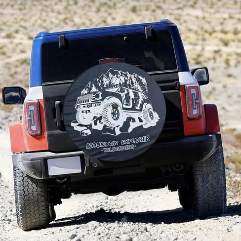 35 Inch Spare Tire Cover for 2021-2025 Ford Bronco Badlands, Wildtrak, First Edition, Sasquatch, Everglades, Heritage Limited Edition, Wheel Tyre Protectors with Backup Camera Hole Accessories in Saudi Arabia