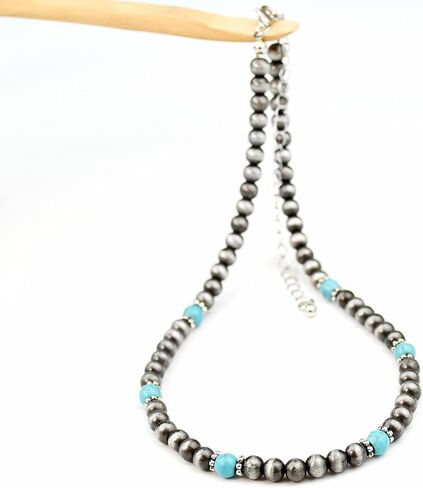المجوهرات الغربية Navajo Pearl Necklace for Women Boho Vintage Choker Cowgirl Necklace Neckolace Vriclace for Women-A in Saudi Arabia