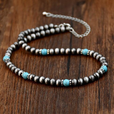 المجوهرات الغربية Navajo Pearl Necklace for Women Boho Vintage Choker Cowgirl Necklace Neckolace Vriclace for Women-A in Saudi Arabia