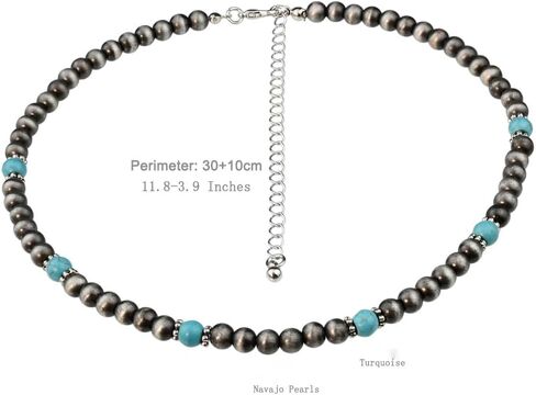 المجوهرات الغربية Navajo Pearl Necklace for Women Boho Vintage Choker Cowgirl Necklace Neckolace Vriclace for Women-A in Saudi Arabia