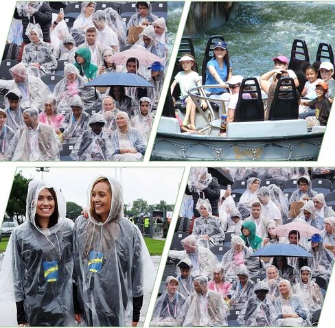 20 Pack Disposable Rain Ponchos for Adults, Men Women Clear Ponchos with Hood, Waterproof PE Raincoats with Drawstring, Emergency Poncho Bulk Unisex for Camping, Hiking, Travel in Saudi Arabia