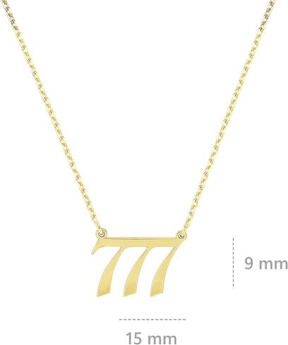Mionza 14K قلادة ملاك الذهب الصلب ، المجوهرات الروحية ، قلادة عدد مخصص ، سلسلة الكابلات 111 222 333 444 555 666 777 888 999 هدية المجوهرات العددية لها in Saudi Arabia