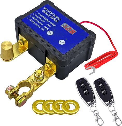 Ampper Remote Battery Disconnect Switch 12V W/Voltmeter ، 240A التحكم في بطارية التحكم عن بُعد عن بُعد للبطارية (TOP POST EPIDION ، OFF) in Kuwait