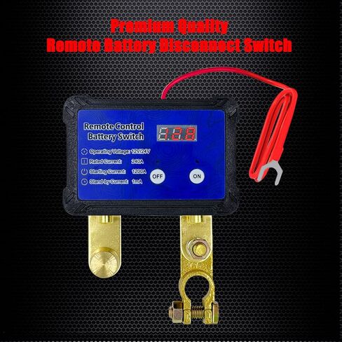 Ampper Remote Battery Disconnect Switch 12V W/Voltmeter ، 240A التحكم في بطارية التحكم عن بُعد عن بُعد للبطارية (TOP POST EPIDION ، OFF) in Kuwait