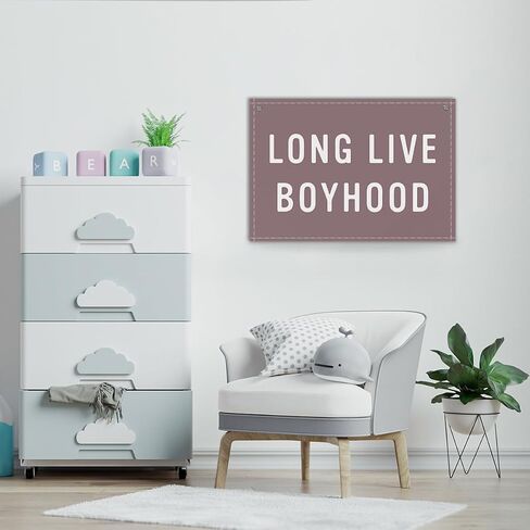 Live Live Boyhood Banner ، Decor Room Room Decor for Kids ، علامة جدار الحضانة الريفية لصالح ديكور غرفة الصبي طفل ، ديكور جدار الحضانة - A20 in Kuwait