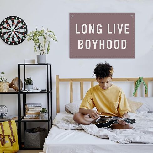 Live Live Boyhood Banner ، Decor Room Room Decor for Kids ، علامة جدار الحضانة الريفية لصالح ديكور غرفة الصبي طفل ، ديكور جدار الحضانة - A20 in Kuwait