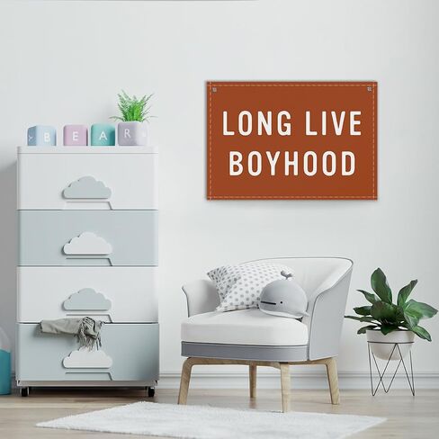 Live Live Boyhood Banner ، Decor Room Room Decor for Kids ، علامة جدار الحضانة الريفية لصالح ديكور غرفة الصبي طفل ، ديكور جدار الحضانة - A20 in Kuwait