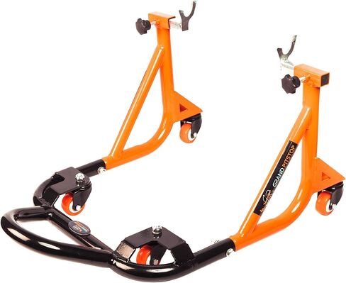 Grand Pitstop Universal Paddock Paddock Stand للدراجة النارية مع Swingarm Rest (360 درجة مفككة ، برتقالية أسود ، دراجة نارية تصل إلى 500 رطل/ 226 كجم) in Kuwait
