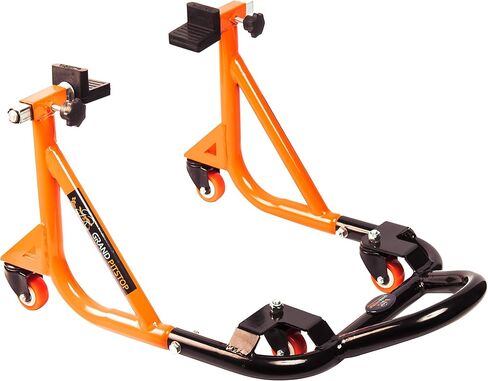 Grand Pitstop Universal Paddock Paddock Stand للدراجة النارية مع Swingarm Rest (360 درجة مفككة ، برتقالية أسود ، دراجة نارية تصل إلى 500 رطل/ 226 كجم) in Kuwait
