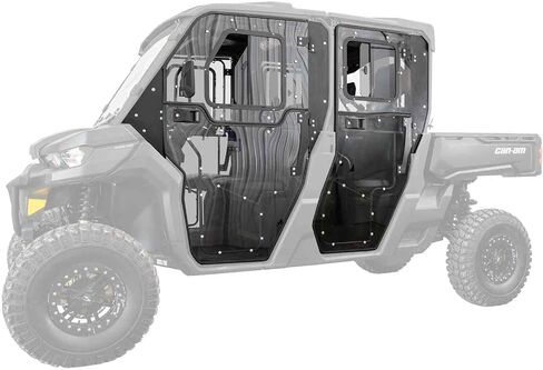 SuperATV Convertible Full Cab Enclosure Doors Compatible with Can Am Defender HD 7 MAX, Can Am Defender HD 8 MAX, Can Am Defender HD 9 MAX, See Fitment, Extra Strength, Scratch Resistant, Preassembled in Saudi Arabia