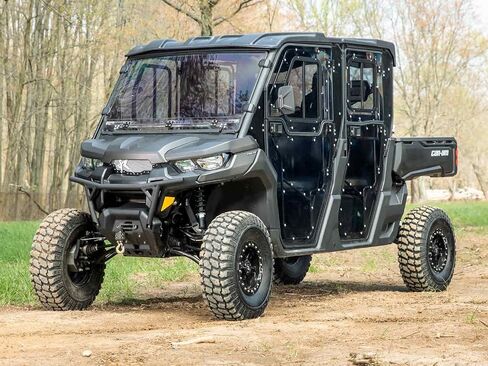 SuperATV Convertible Full Cab Enclosure Doors Compatible with Can Am Defender HD 7 MAX, Can Am Defender HD 8 MAX, Can Am Defender HD 9 MAX, See Fitment, Extra Strength, Scratch Resistant, Preassembled in Saudi Arabia