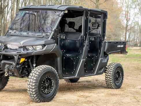 SuperATV Convertible Full Cab Enclosure Doors Compatible with Can Am Defender HD 7 MAX, Can Am Defender HD 8 MAX, Can Am Defender HD 9 MAX, See Fitment, Extra Strength, Scratch Resistant, Preassembled in Saudi Arabia