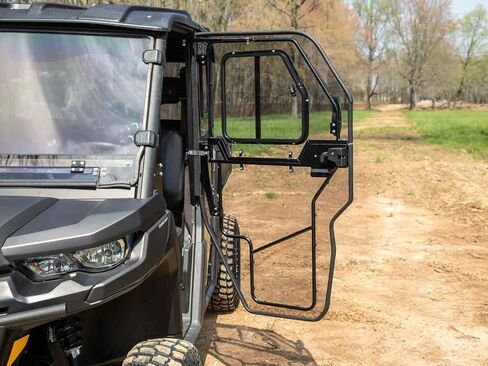 SuperATV Convertible Full Cab Enclosure Doors Compatible with Can Am Defender HD 7 MAX, Can Am Defender HD 8 MAX, Can Am Defender HD 9 MAX, See Fitment, Extra Strength, Scratch Resistant, Preassembled in Saudi Arabia