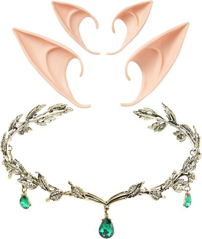Spooktacular Creations Elf Ears with Crown Accessory Set, Fairy Costume with Soft Fairy Ears and Crown Headband for Women Halloween Cosplay Pretend Play Costume Party in Saudi Arabia