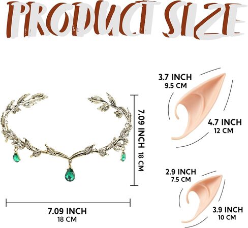 Spooktacular Creations Elf Ears with Crown Accessory Set, Fairy Costume with Soft Fairy Ears and Crown Headband for Women Halloween Cosplay Pretend Play Costume Party in Saudi Arabia