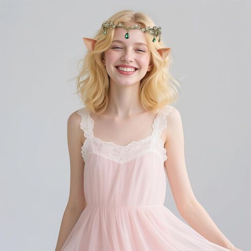 Spooktacular Creations Elf Ears with Crown Accessory Set, Fairy Costume with Soft Fairy Ears and Crown Headband for Women Halloween Cosplay Pretend Play Costume Party in Saudi Arabia
