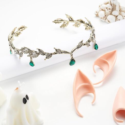 Spooktacular Creations Elf Ears with Crown Accessory Set, Fairy Costume with Soft Fairy Ears and Crown Headband for Women Halloween Cosplay Pretend Play Costume Party in Saudi Arabia