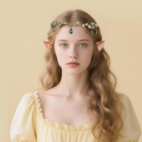 Spooktacular Creations Elf Ears with Crown Accessory Set, Fairy Costume with Soft Fairy Ears and Crown Headband for Women Halloween Cosplay Pretend Play Costume Party in Saudi Arabia