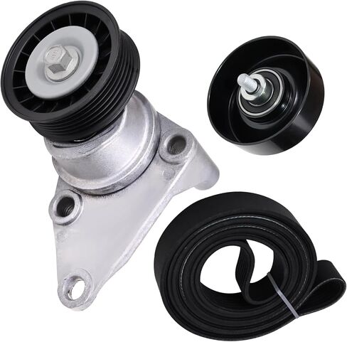 90K-38158C Serpentine Belt Drive Drive Kit Kit Pulley Pulley FIT لعام 2002-2008 شيفروليه سيلفرادو أفالانش إكسبربان إكسبربان لـ GMC Savana Sierra for Cadillac Escalade #38158 12609719 12555609 12626222 in Saudi Arabia