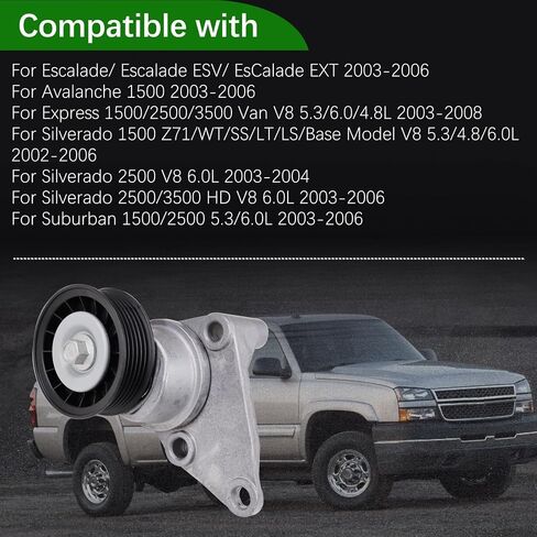 90K-38158C Serpentine Belt Drive Drive Kit Kit Pulley Pulley FIT لعام 2002-2008 شيفروليه سيلفرادو أفالانش إكسبربان إكسبربان لـ GMC Savana Sierra for Cadillac Escalade #38158 12609719 12555609 12626222 in Saudi Arabia