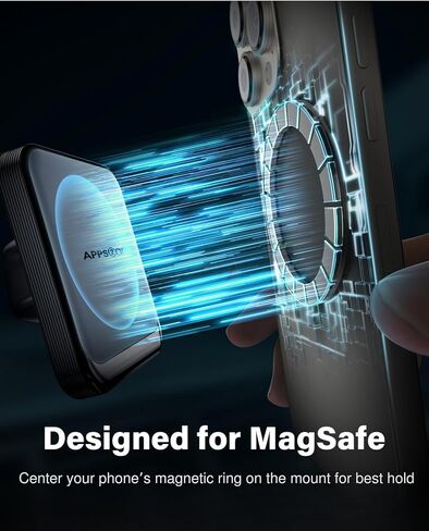 APPS2Car لحامل MagSafe للسيارة، حامل هاتف مغناطيسي للسيارة بدون استخدام اليدين، حامل مغناطيسي للسيارة يدور 360 درجة للهاتف الخلوي، حامل هاتف مغناطيسي للسيارة متوافق مع حافظات iPhone 15 14 13 12 Series MagSafe in Saudi Arabia