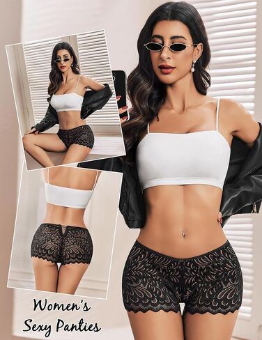 Avidlove Womens Underwear Sexy Boyshorts Panties Lace Full Coverage Boxer Briefs with Criss Cross Back in Saudi Arabia
