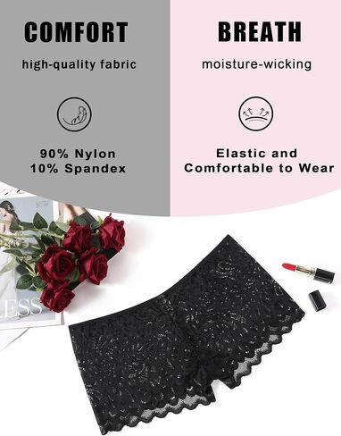Avidlove Womens Underwear Sexy Boyshorts Panties Lace Full Coverage Boxer Briefs with Criss Cross Back in Saudi Arabia